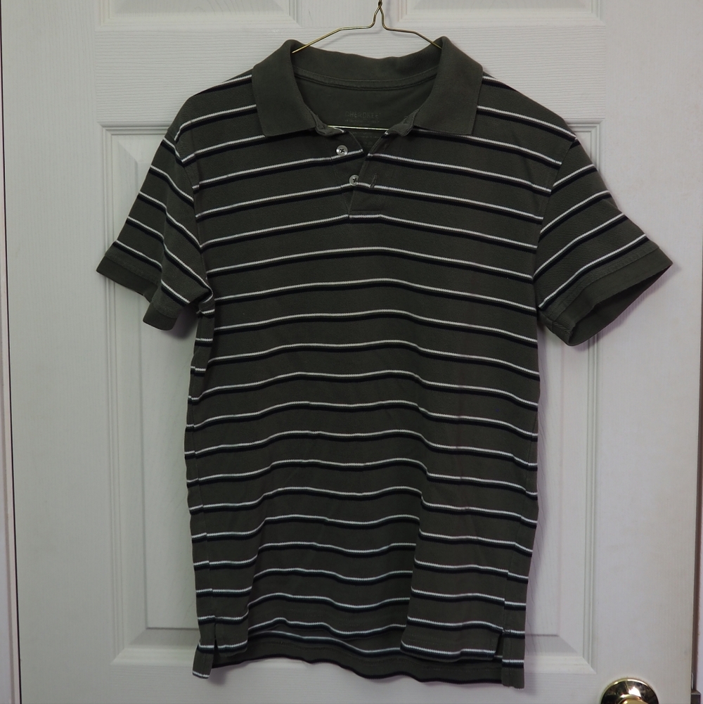 Men's Striped Polo Shirt - Green